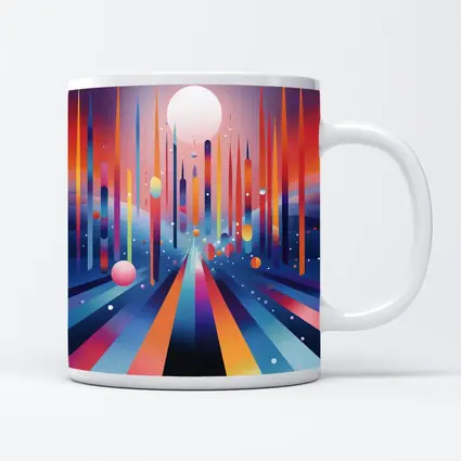 Colorful Abstract Geometric City Night Sky