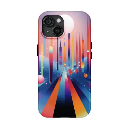 Colorful Abstract Geometric City Night Sky