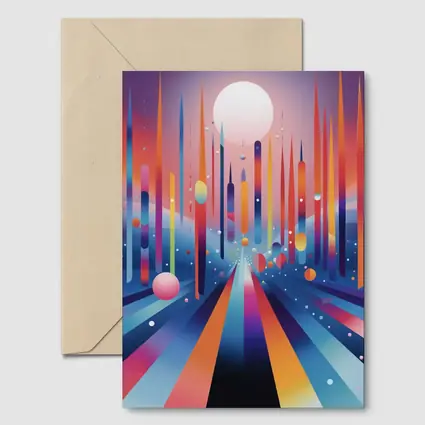 Colorful Abstract Geometric City Night Sky