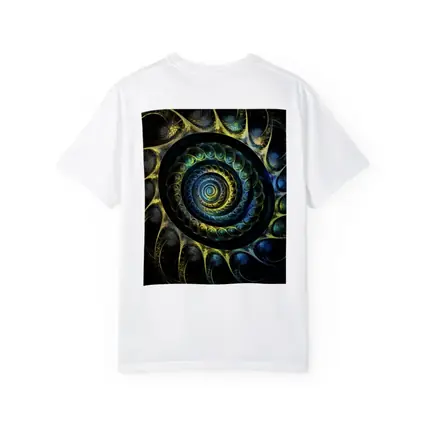 Dark Fractal Spiral Abstract Blue Gold