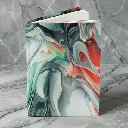 Fluid Marble Abstract Art Coral Mint White