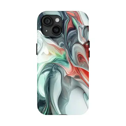 Fluid Marble Abstract Art Coral Mint White