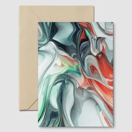 Fluid Marble Abstract Art Coral Mint White