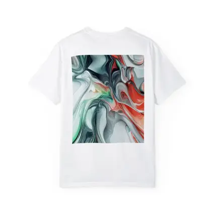 Fluid Marble Abstract Art Coral Mint White