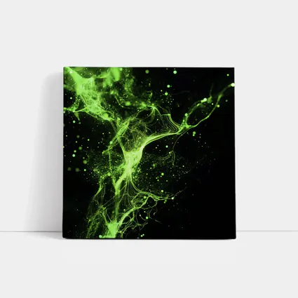 Neon Green Energy Particles Black Background