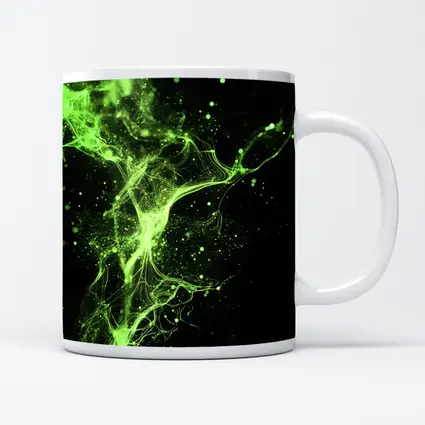 Neon Green Energy Particles Black Background