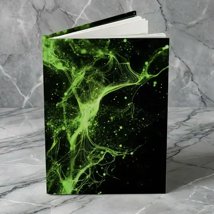 Neon Green Energy Particles Black Background