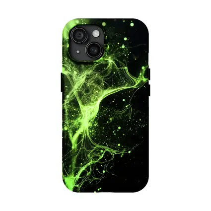 Neon Green Energy Particles Black Background