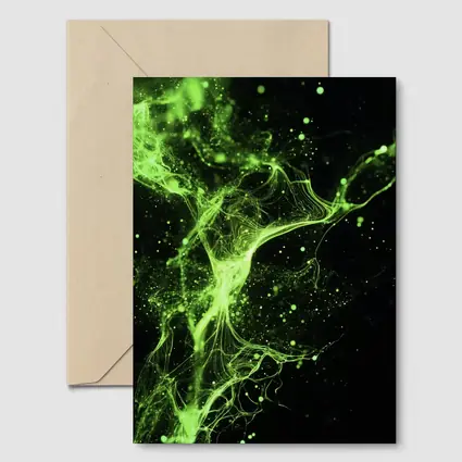 Neon Green Energy Particles Black Background