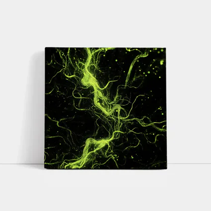 Neon Green Energy Waves On Black