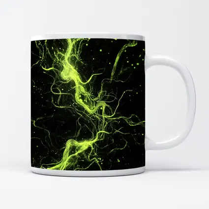 Neon Green Energy Waves On Black
