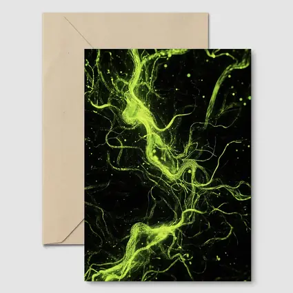 Neon Green Energy Waves On Black