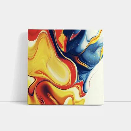 Bold Fluid Abstract Art Yellow Red Blue