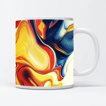 Bold Fluid Abstract Art Yellow Red Blue