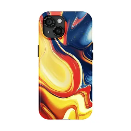 Bold Fluid Abstract Art Yellow Red Blue