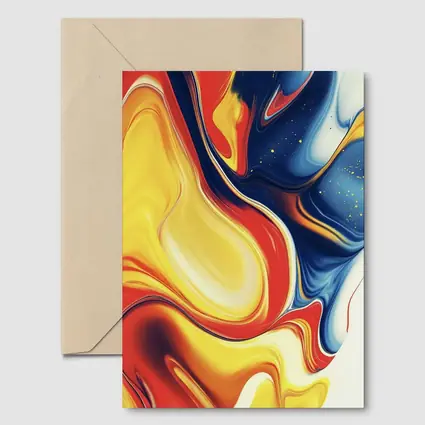 Bold Fluid Abstract Art Yellow Red Blue