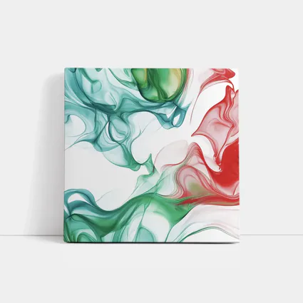 Green Red Smoke Abstract Art White Background