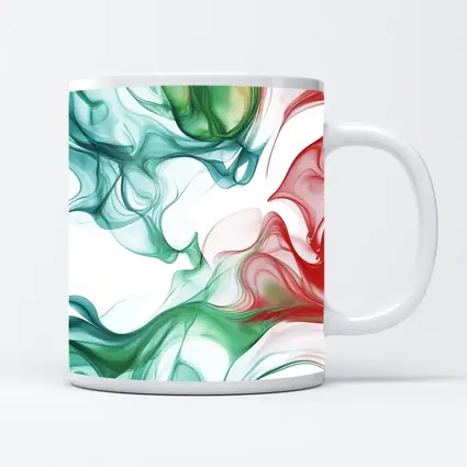 Green Red Smoke Abstract Art White Background