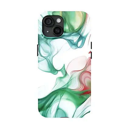Green Red Smoke Abstract Art White Background