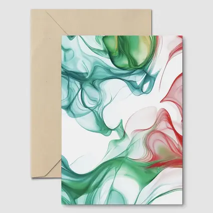 Green Red Smoke Abstract Art White Background