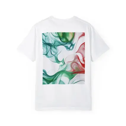 Green Red Smoke Abstract Art White Background