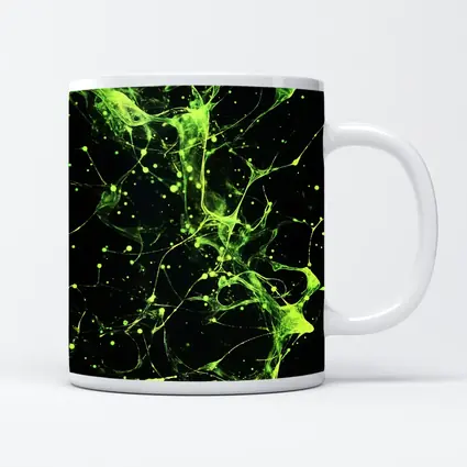 Neon Green Neural Network Dark Background Abstract