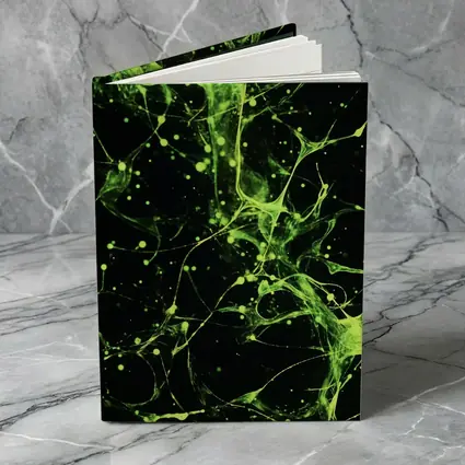 Neon Green Neural Network Dark Background Abstract