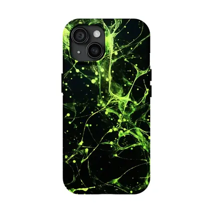 Neon Green Neural Network Dark Background Abstract
