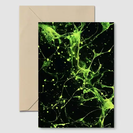 Neon Green Neural Network Dark Background Abstract