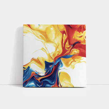 Bold Fluid Abstract Art Yellow Red Blue