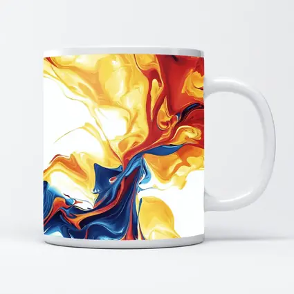 Bold Fluid Abstract Art Yellow Red Blue