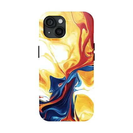Bold Fluid Abstract Art Yellow Red Blue