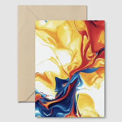 Bold Fluid Abstract Art Yellow Red Blue