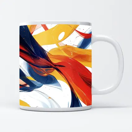Bold Abstract Swirls Red Yellow Blue White