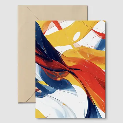 Bold Abstract Swirls Red Yellow Blue White