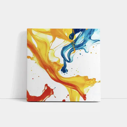 Blue Yellow Red Paint Splash Abstract Art