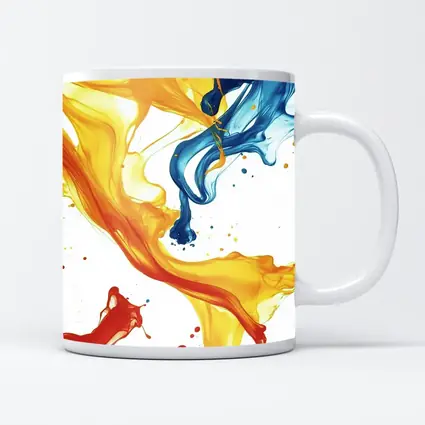 Blue Yellow Red Paint Splash Abstract Art
