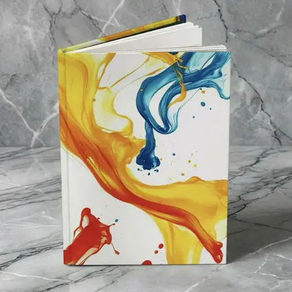 Blue Yellow Red Paint Splash Abstract Art