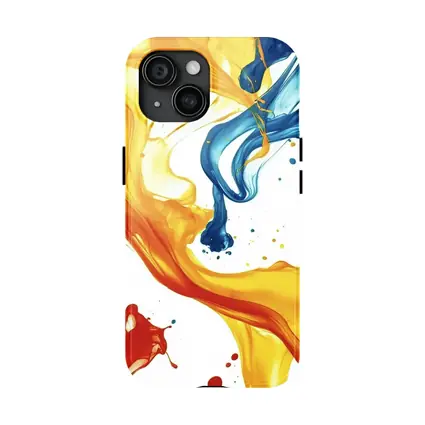 Blue Yellow Red Paint Splash Abstract Art