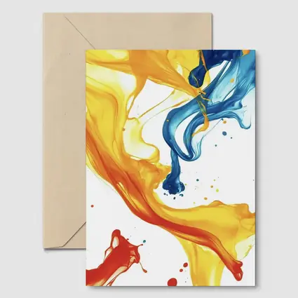 Blue Yellow Red Paint Splash Abstract Art