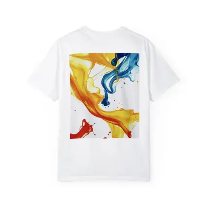 Blue Yellow Red Paint Splash Abstract Art