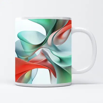Flowing Coral Mint Abstract Sculptural Waves Art
