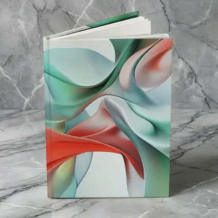 Flowing Coral Mint Abstract Sculptural Waves Art