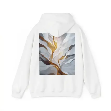 Abstract White Gold Flowing Waves Art