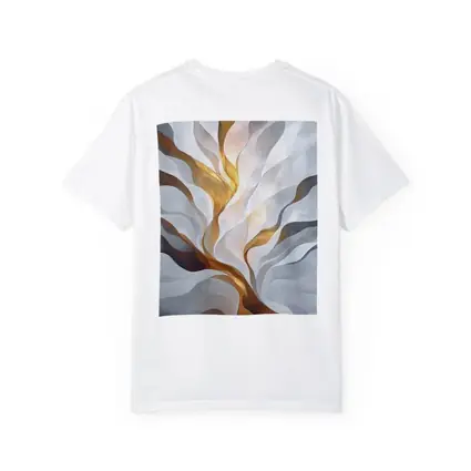 Abstract White Gold Flowing Waves Art