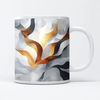 Abstract Gray Gold Flowing Ribbon Wave Art
