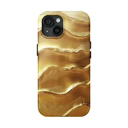 Golden Waves Abstract Layered Texture Art