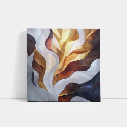 Abstract Flowing Waves Gold Brown Gray Art