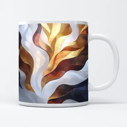 Abstract Flowing Waves Gold Brown Gray Art