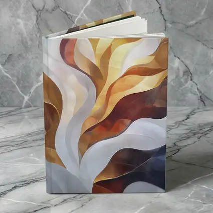 Abstract Flowing Waves Gold Brown Gray Art
